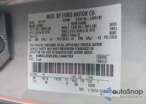 2020 Ford Transit Connect Xl Passenger Wagon from USA, damaged, VIN NM0GS9E20L1446782